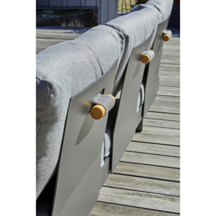 VANUATU - Salon de jardin d'angle 6 places en bois d'acacia et alu