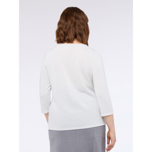 Fiorella Rubino - Camiseta de jersey lurex con cuello decorado - Gris