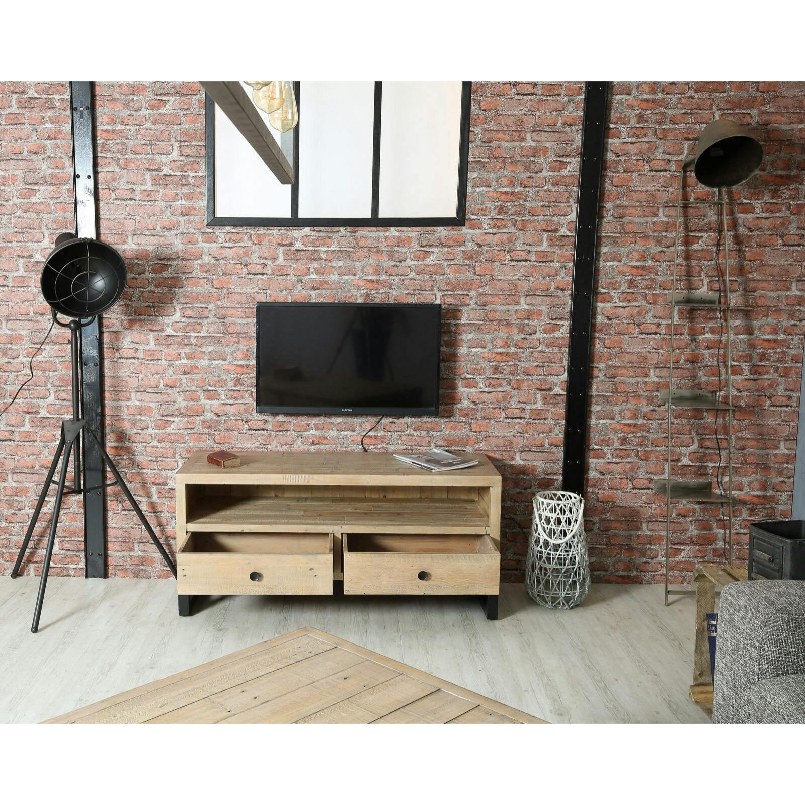 Meuble TV 120 cm bois recyclé AUCKLAND