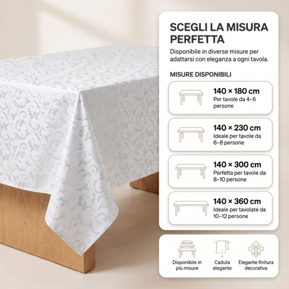 Tovaglia jacquard lurex in poliestere - GRIGIO/ARGENTO