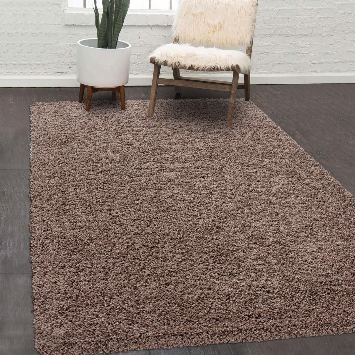 Tapis poils longs shaggy tissé motif uni GECO