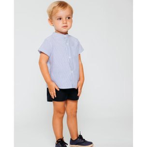 Camisa manga corta raya azul