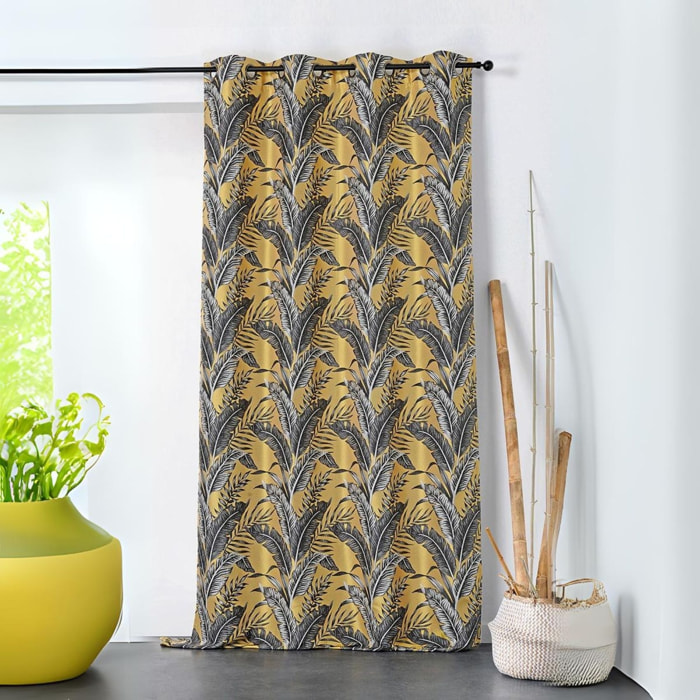 Rideau tendance aux impressions exotiques - Jaune