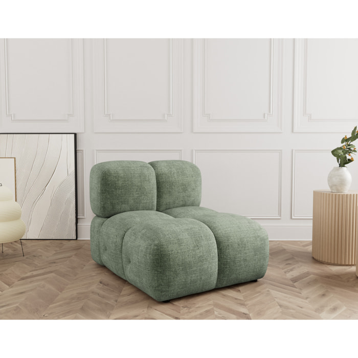 Grace - module d'assise sans accoudoir en velours texturé - Vert sauge