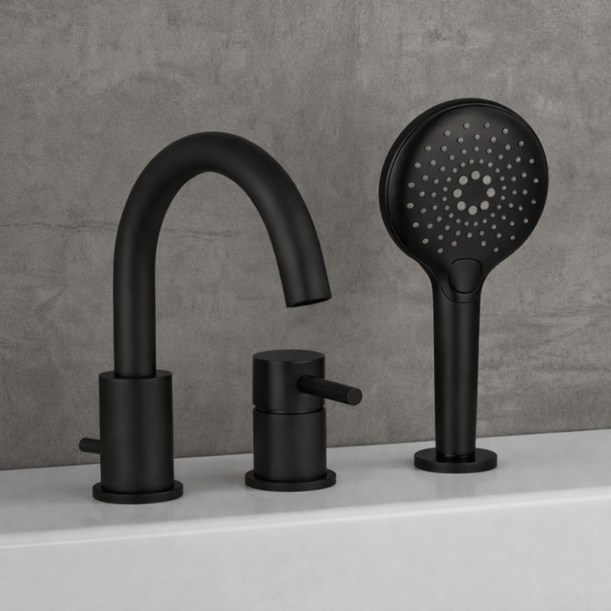 Mitigeur bain douche mécanique 3 trous + douchette 3 jets PAINI Cox noir mat