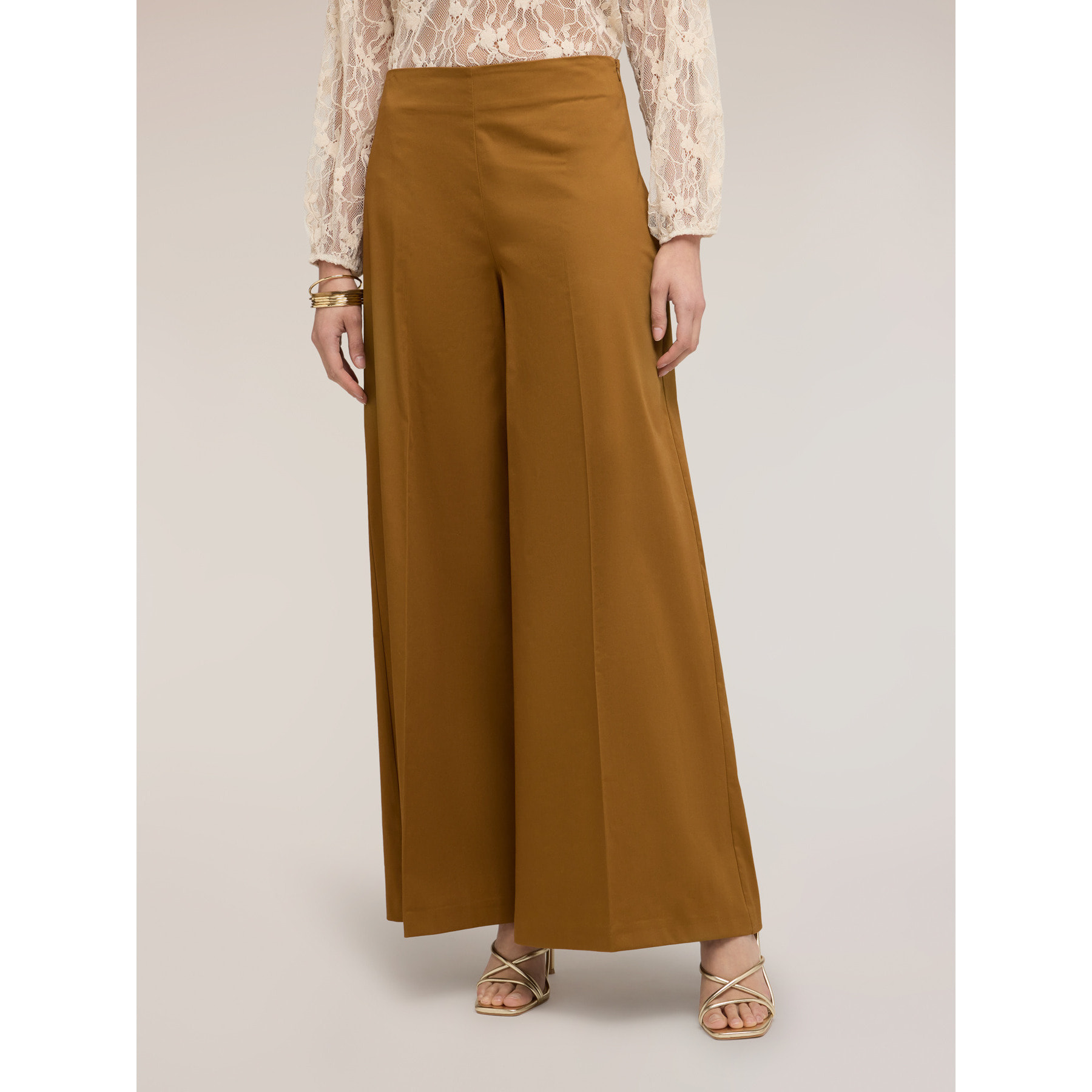 Motivi - Pantaloni palazzo in popeline - Beige