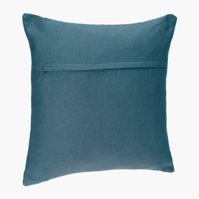 Coussin "Anjali" déhoussable en coton bleu canard 38x38cm