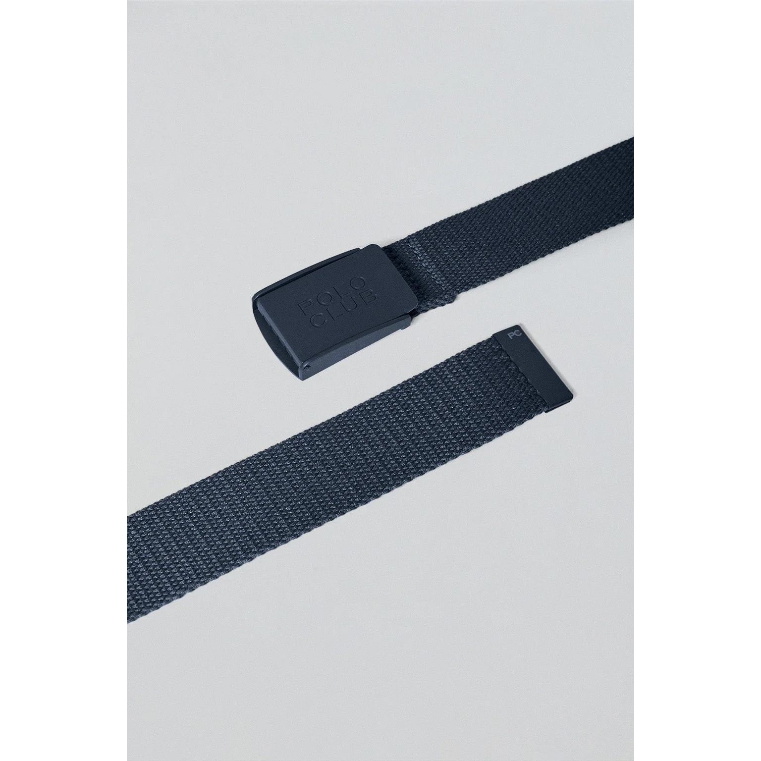 Cintura Brahim in tela blu marino con fibbia con logo