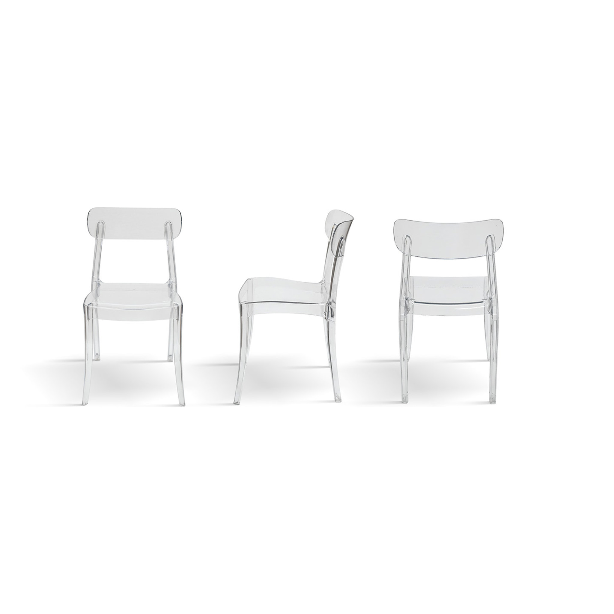 Set di 4 sedie GHENT in polipropilene trasparenti, impilabili