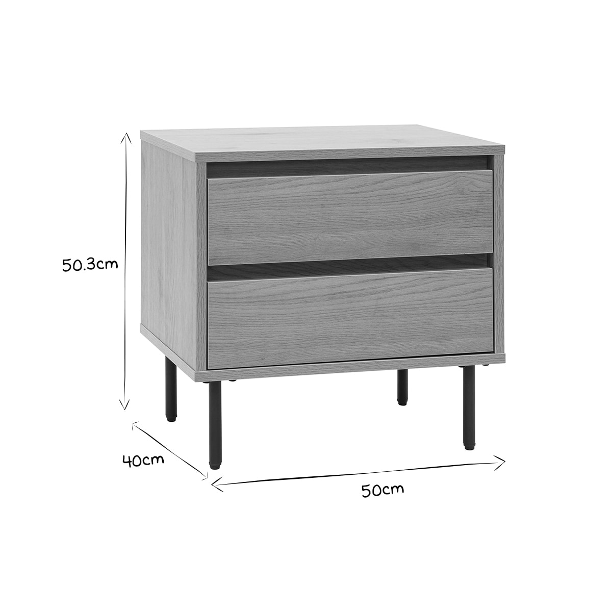 Table de chevet avec rangements 2 tiroirs finition bois clair chêne L50 cm ARAGON