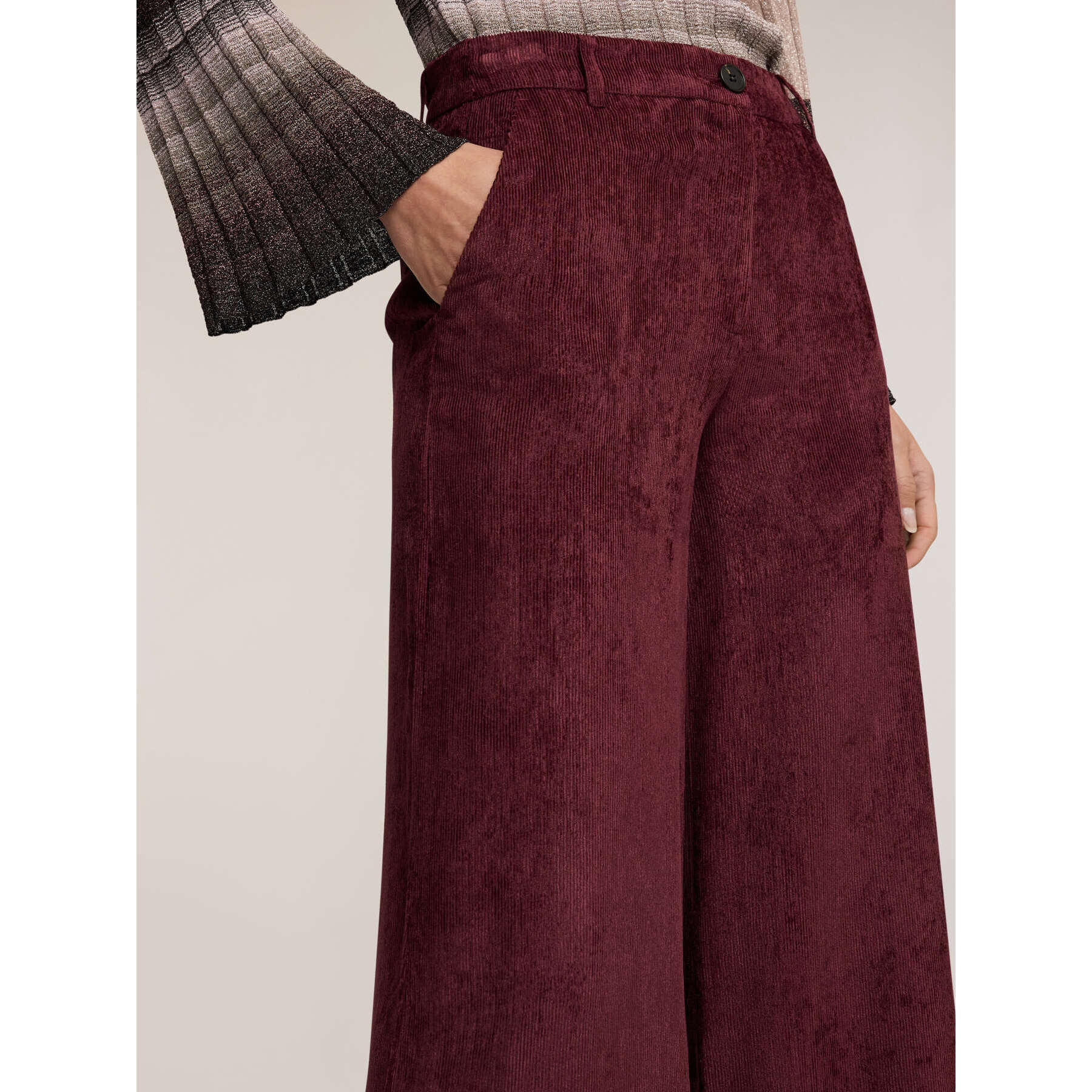 Motivi - Pantalones palazzo de pana - Burgundy