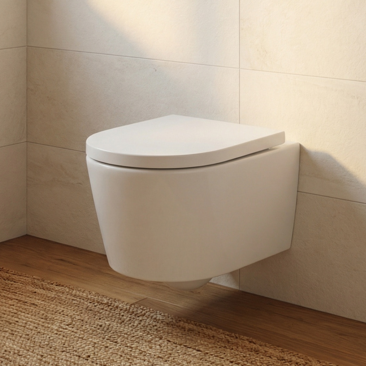 WC suspendu sans bride et fixations invisibles + abattant frein de chute (SATBRE010RREXP)