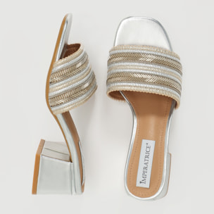 Sandali in simil pelle con tacco comodo quadrato