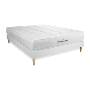 Somier+Colchón Espuma viscoelástica - Kit de base de cama - Blanco - Balmoral