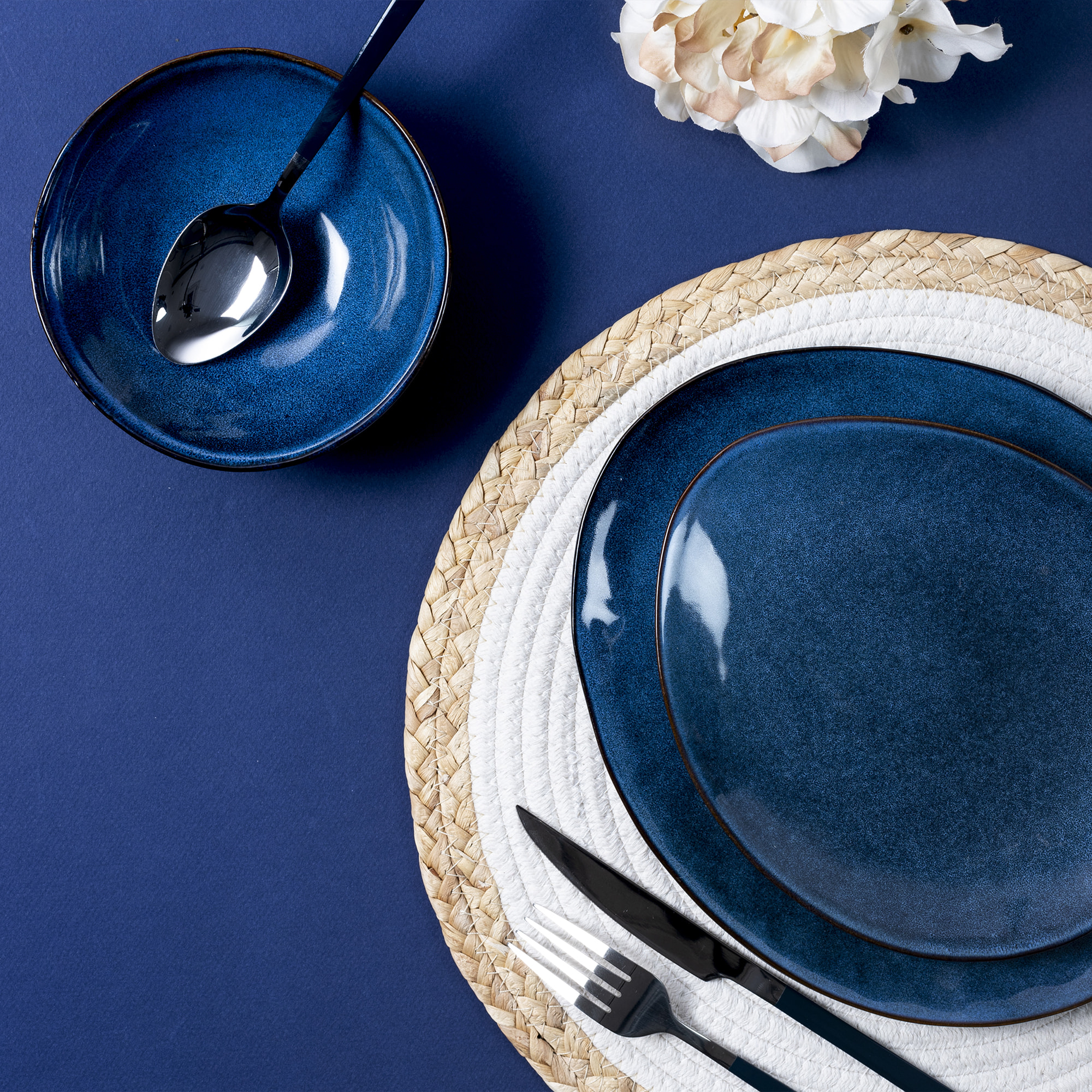 Assiette Galet 27.5x23cm Au Gres Du Temps Bleu