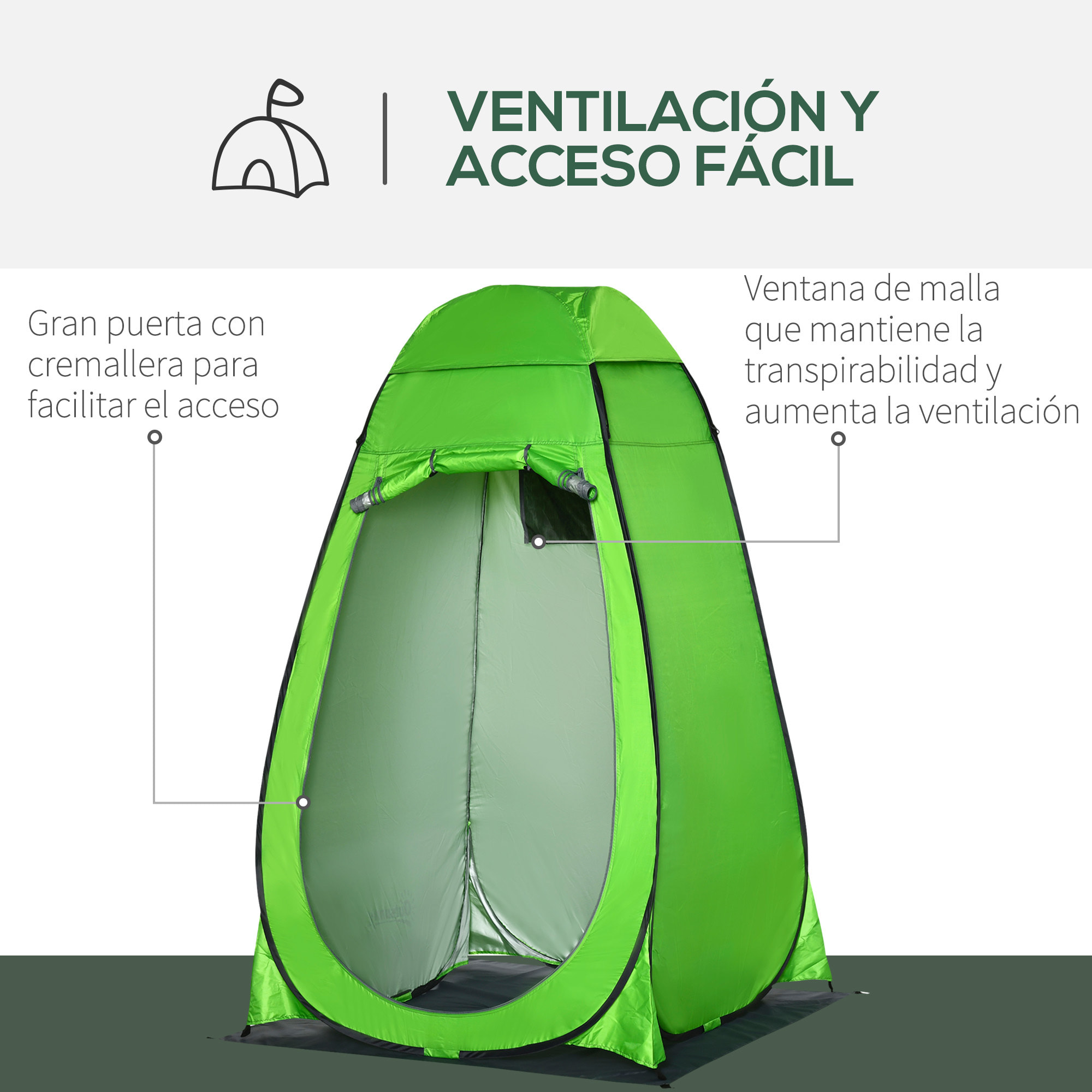 Tienda de Ducha Instantánea Tienda de Privacidad Portátil con 1 Gancho Bolsillo Bolsa de Transporte y UV 20+ para Baño Vestuario Cambiador Inodoro 126x124x189 cm Verde
