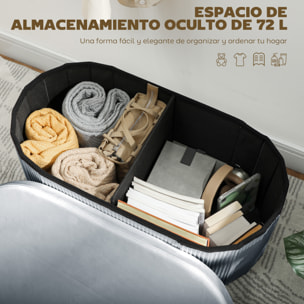 Puff Almacenaje, Banco Almacenaje Plegable, 72 L, 76x38x35 cm, Tapizado en Terciopelo, Baúl de Almacenamiento, Carga 120 kg, Taburete para Sala de Estar, Dormitorio, Entrada, Gris Oscuro