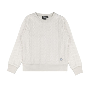 Felpa invernale da bambina pull on a girocollo con trama a treccia 'Lace'