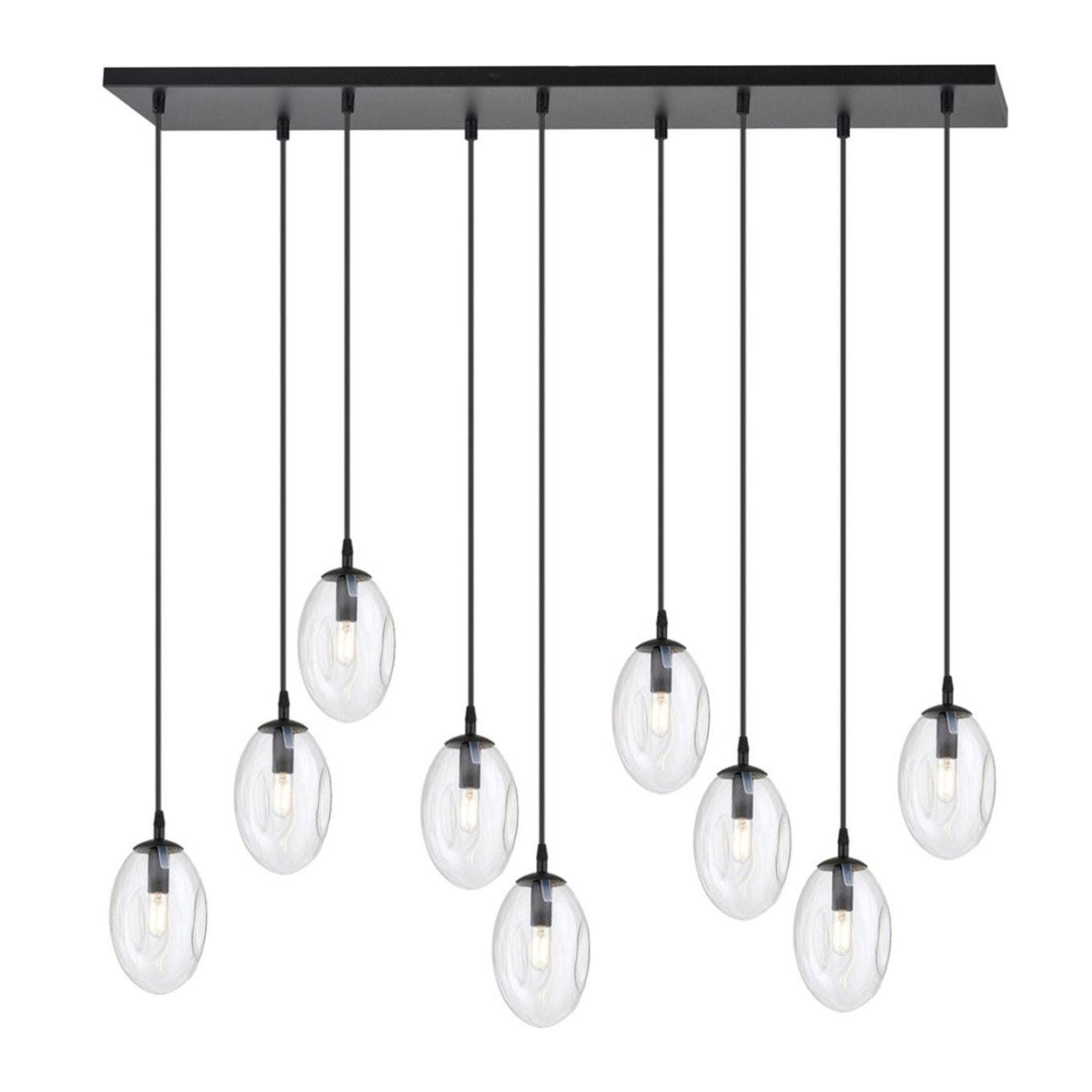 Lampada a sospensione Astral in acciaio nero e vetro