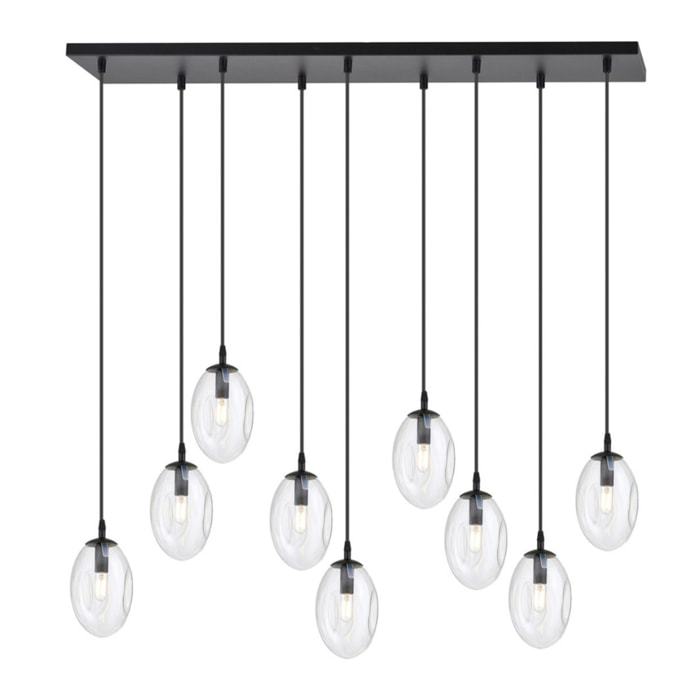 Lampada a sospensione Astral in acciaio nero e vetro