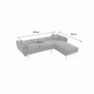 Canapé d'angle convertible. réversible 3 places. velours vert anglais. pieds fins or rose