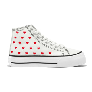 Zapatillas Altas de Mujer One Way Love Heart / White Special Edition D.Franklin