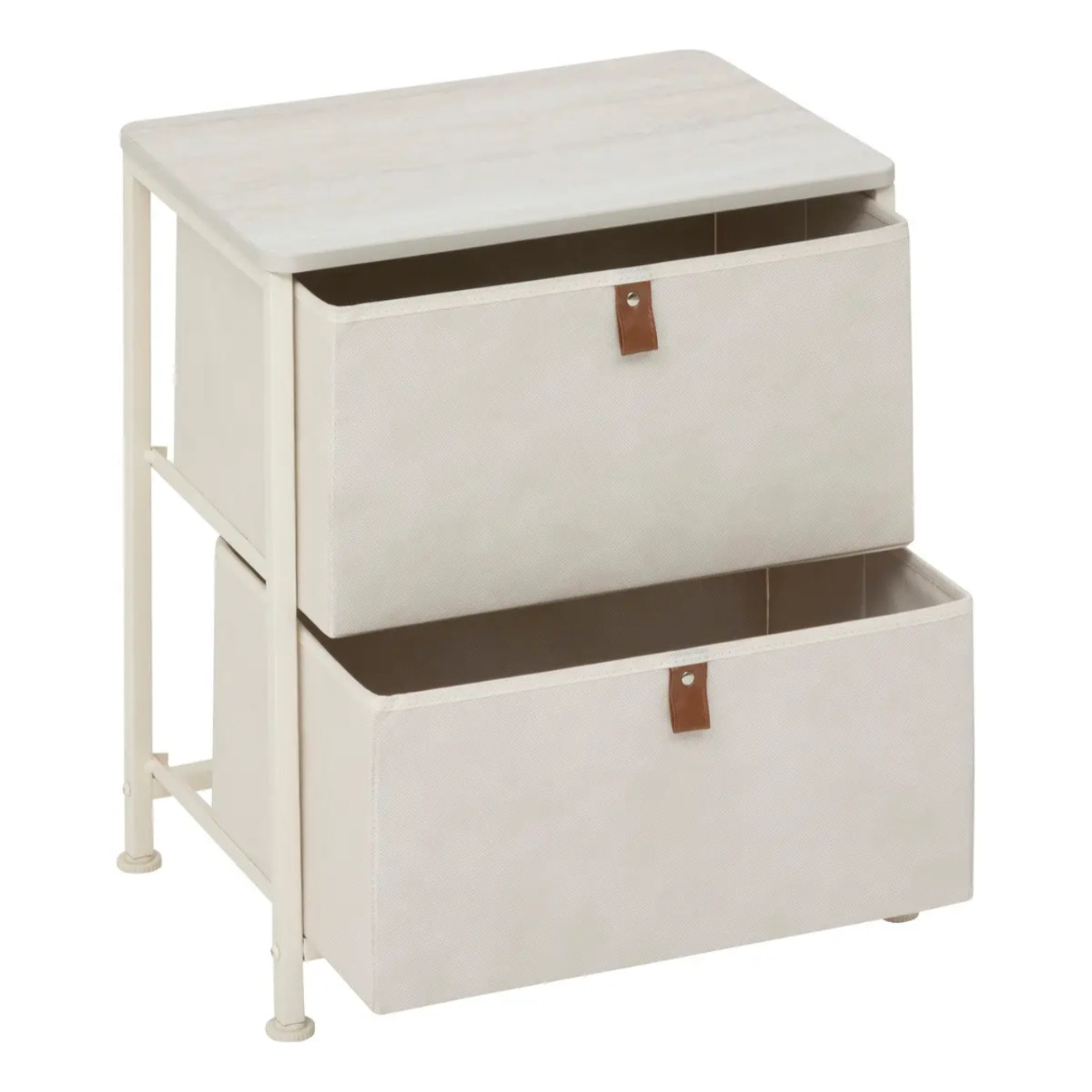 Chevet Tissa 2 tiroirs beige