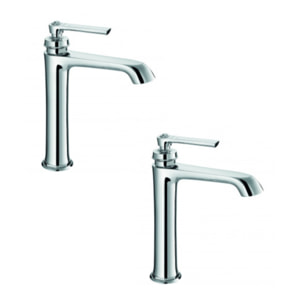 Lot de 2 robinets lavabo haut Paini Lady's 180 Chromé