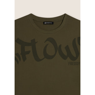 T-shirt cropped con stampa Flow centrale