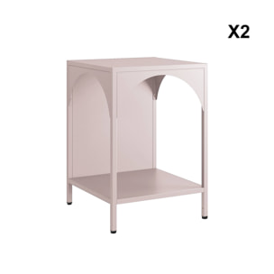 Lot de 2 tables de chevet. tables d'appoint en acier style industriel. rose. L 35 x l 35 x H 51cm