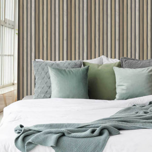 Papier peint lattes bois gris minéral