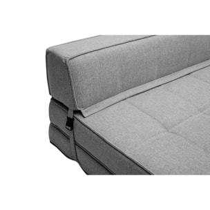 Chauffeuse 2 places convertible en tissu gris clair KATY