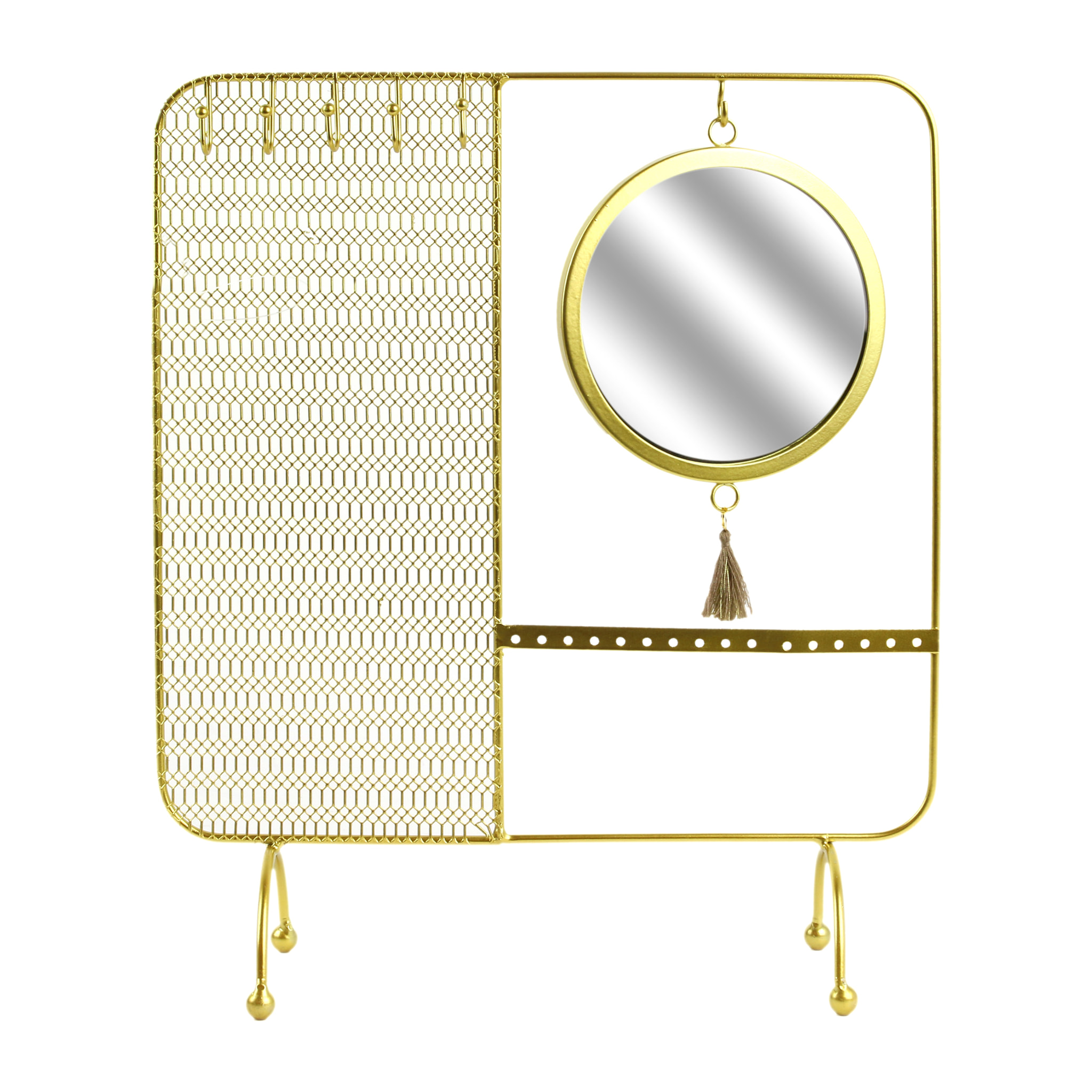 Porte Bijoux Miroir Filaire Metal 35.5x30x10cm