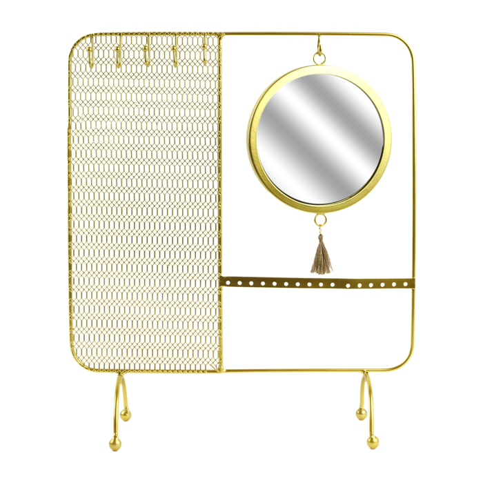 Porte Bijoux Miroir Filaire Metal 35.5x30x10cm
