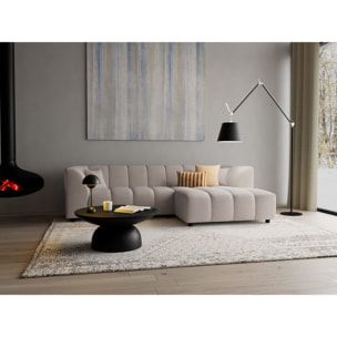 Curtis - canapé d'angle droit 4 places avec accoudoir en tissu texturé - Beige