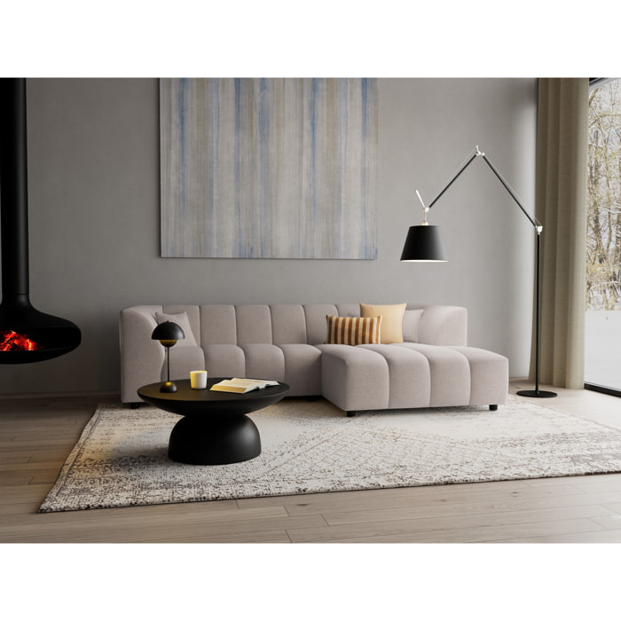 Curtis - canapé d'angle droit 4 places avec accoudoir en tissu texturé - Beige