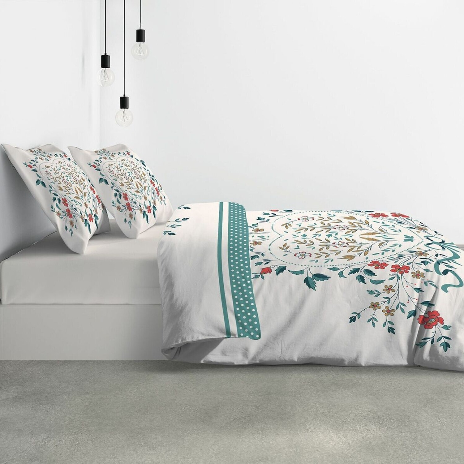 Parure Housse De Couette 3pcs avec Taies oreiller 100% coton 47fils Capucine