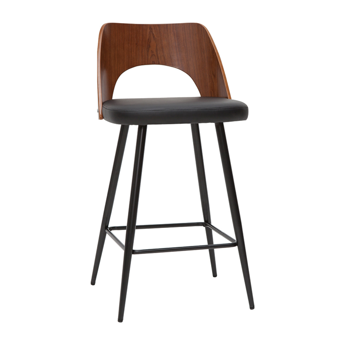 Tabourets de bar design noirs et noyer H66.5 (lot de 2) FALCOM