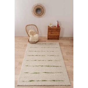 Terra - tapis shaggy de salon en laine artificielle vert prairie