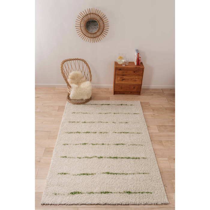 Terra - tapis shaggy de salon en laine artificielle vert prairie