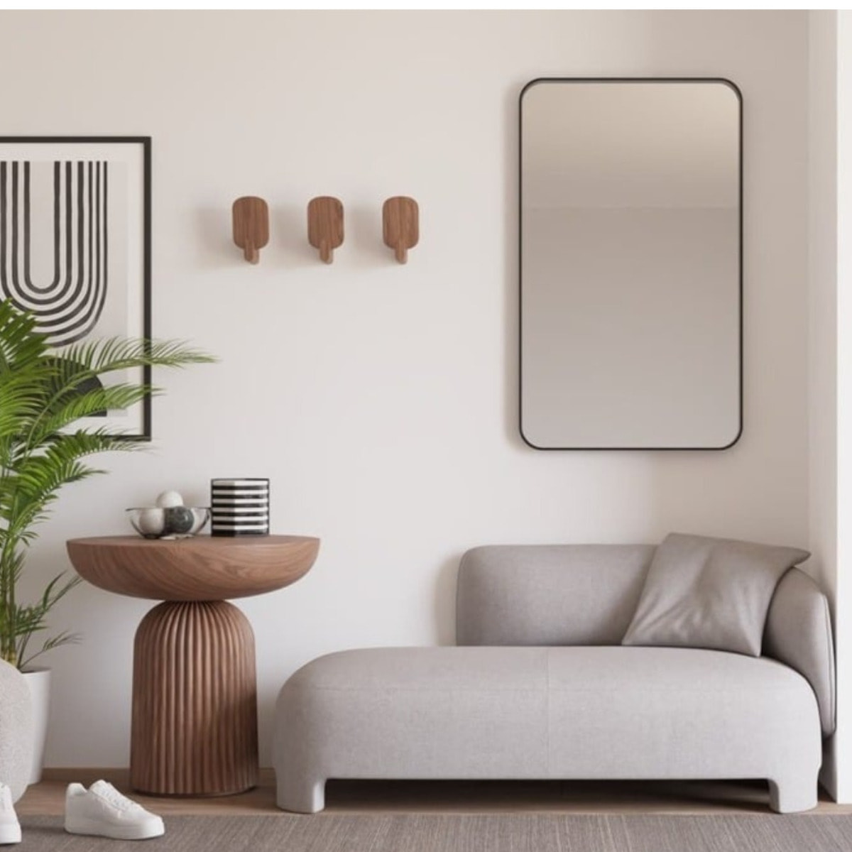 50x70 cm miroir suspendu rectangulaire, cadre en aluminium, noir (SATZOB5070CE)