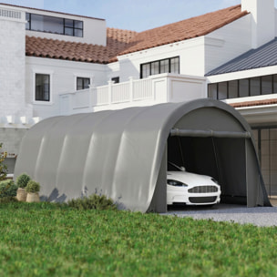 Carport porte roulante PE et acier galvanisé gris foncé