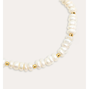 Pulsera Pearls Dots Acero Baño Oro