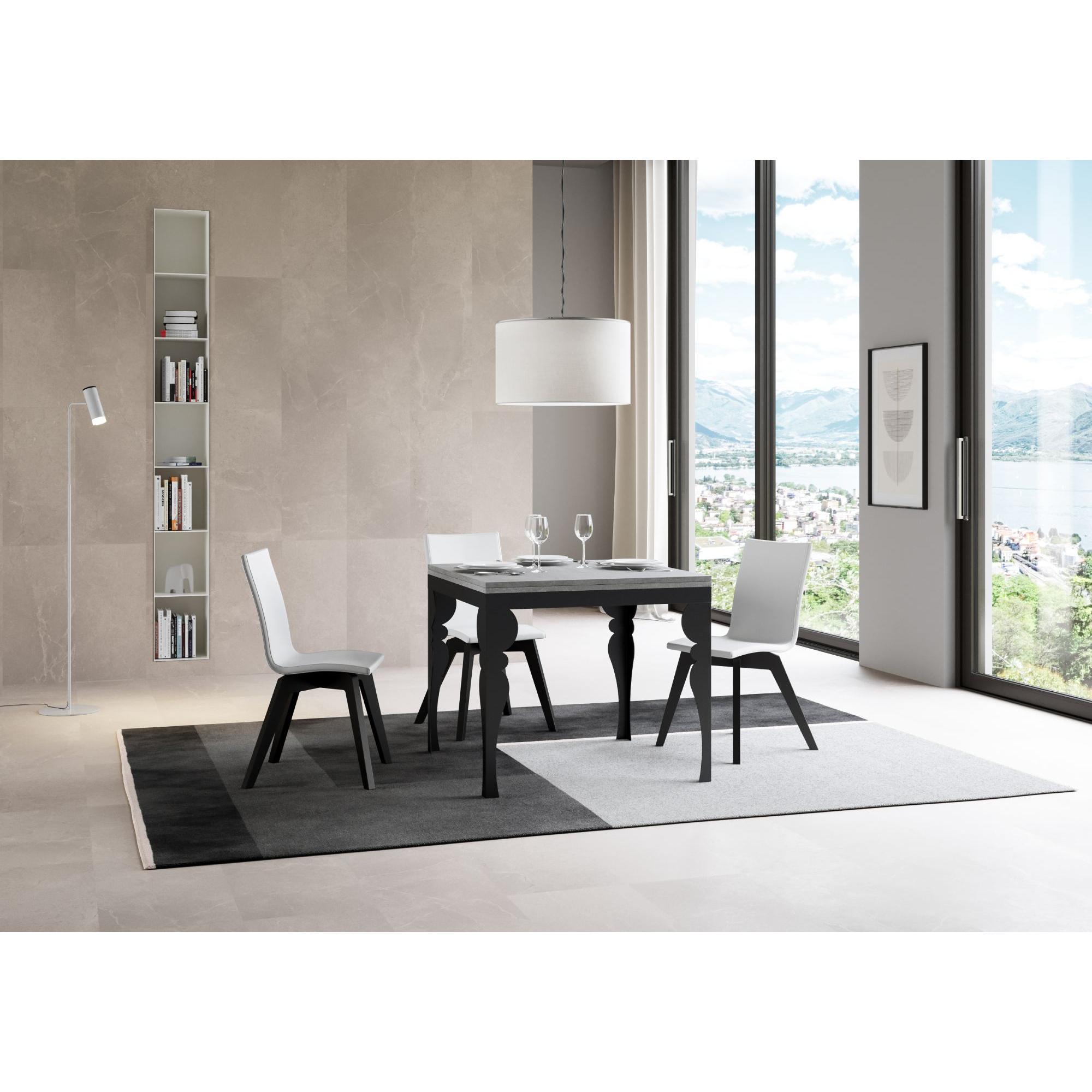 Tavolo apribile 90x90/180 cm Paxon Libra Cemento telaio Antracite