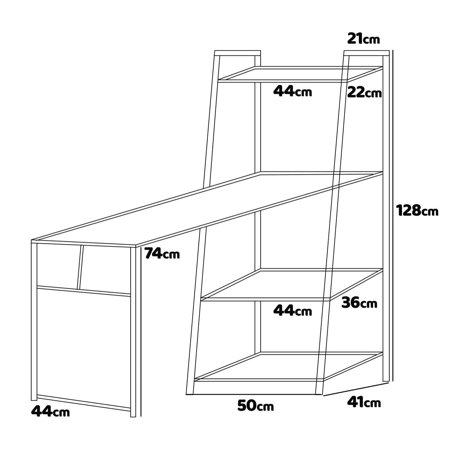 Bimyo - Scrivania pieghevole con libreria salvaspazio in stile industriale, 50x41xH128 cm