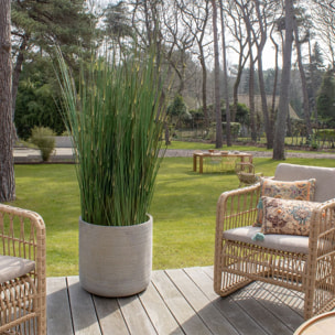 Set de 2 pots ronds en terre d'argile taupe 38/45cm