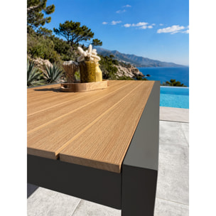 TONGA - Table de jardin 4 places en alu plateau polywood aspect bois