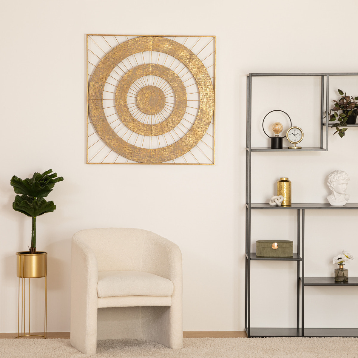 Déco murale "Louise" dorée - métal 90x90 cm