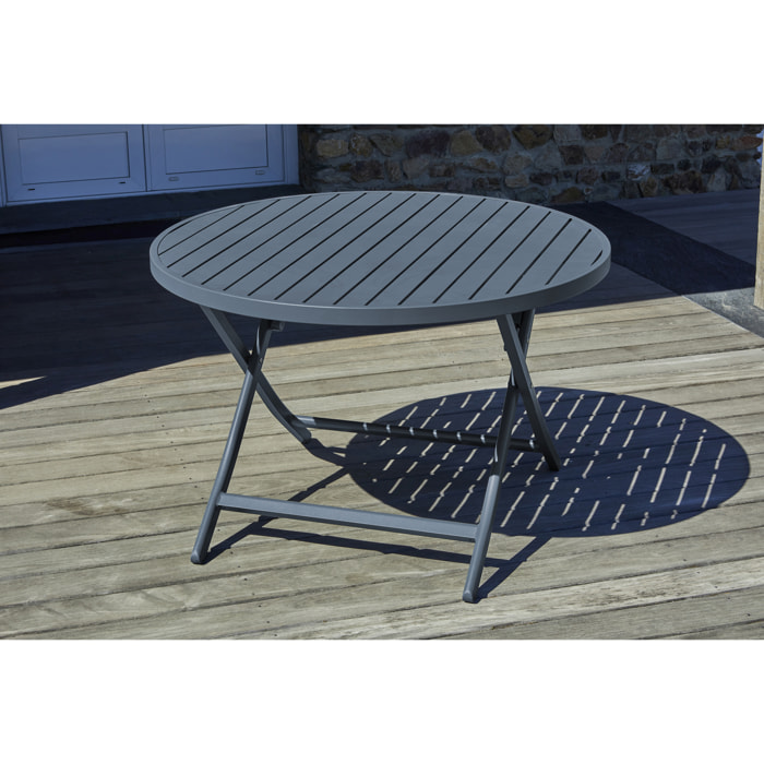 MARIUS - Table de jardin ronde pliante en aluminium