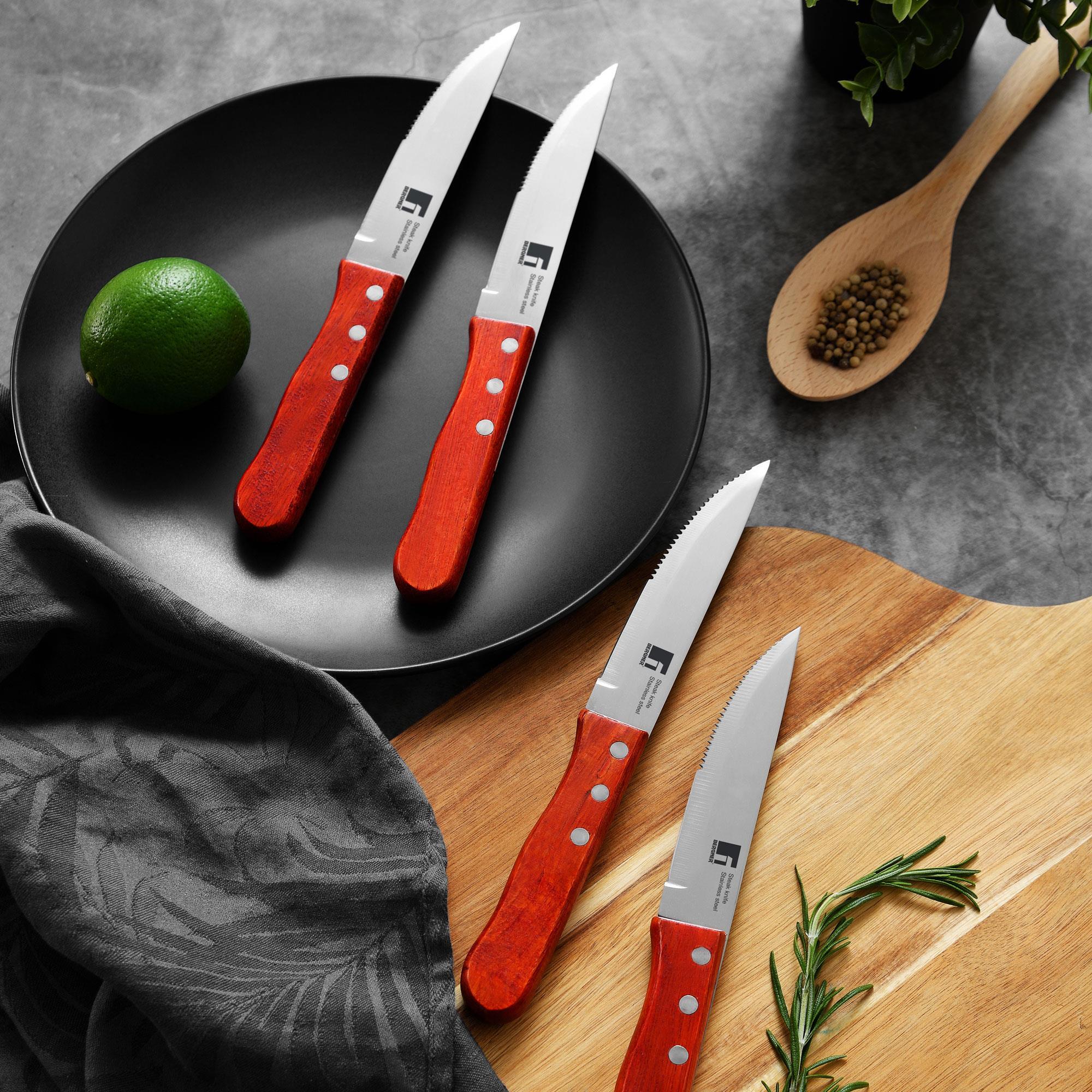 Bergner LOVERS Set de 4 Cuchillos BBQ en acero inoxidable